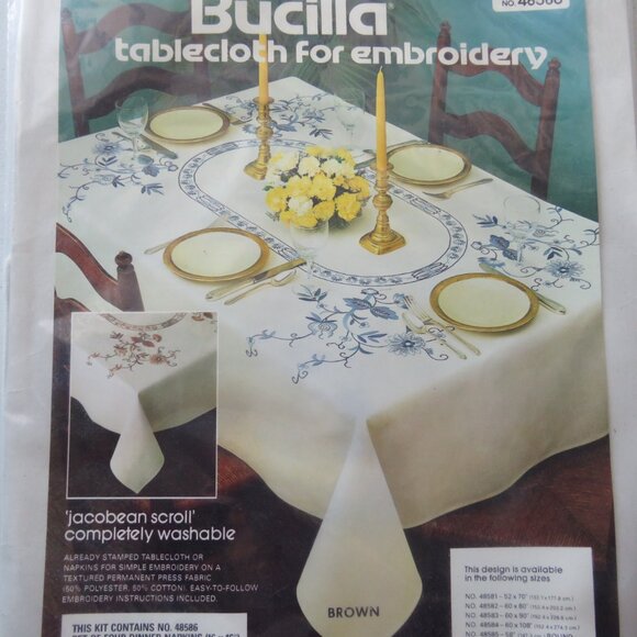 Bucilla Set of 4 Dinner Napkins 16” x 16” Brown Tablecloth for Embroidery kit - Picture 3 of 12